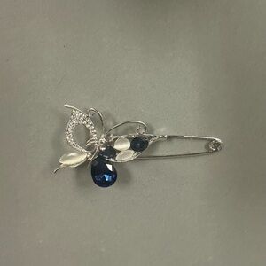 Blue and White Stone Butterfly Brooch Pin NWOT